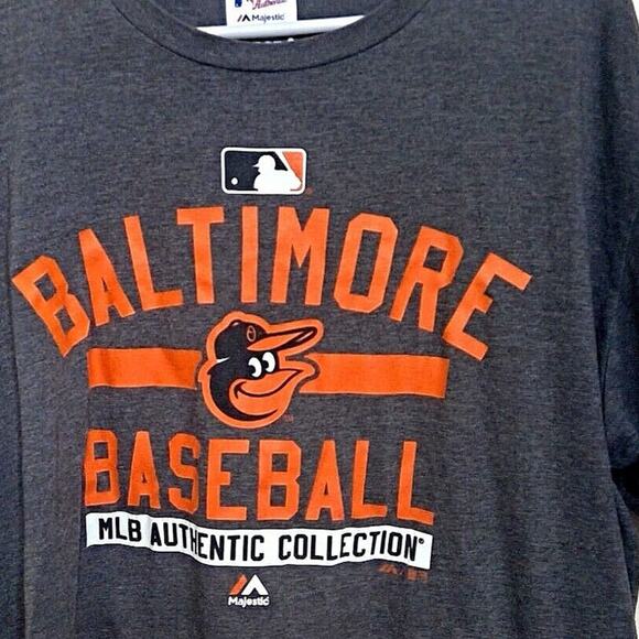 Majestic Baltimore Orioles T Shirt XL Gray Triple Peak MLB Authentic Collection - Picture 4 of 8